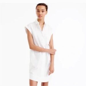 J Crew White Cotton Pullover Tunic Poplin collared shirt Dress Medium